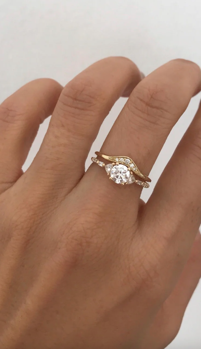 Equilibrium Trillion Baguette Round Diamond Ring